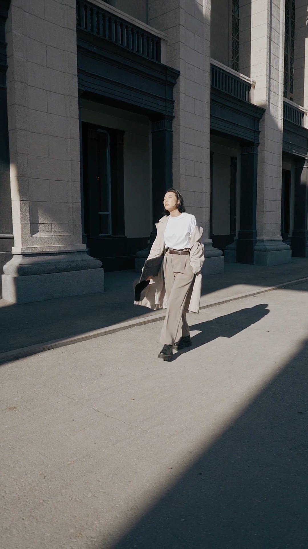 Woman Walking Outside the Architectural Building Free Stock Video ...