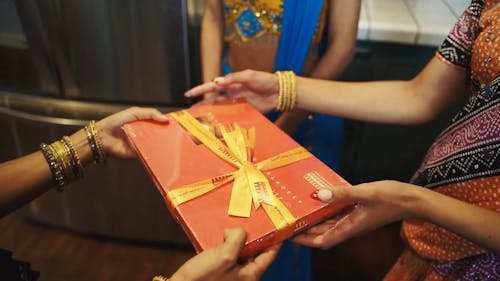 A Woman Receiving Gift