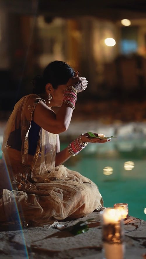 Woman Practicing Indian Ceremony