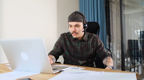 Man Working in a Call Center