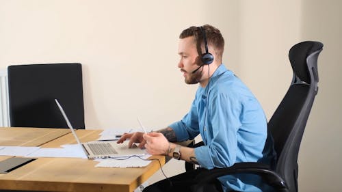 Man Working in a Call Center