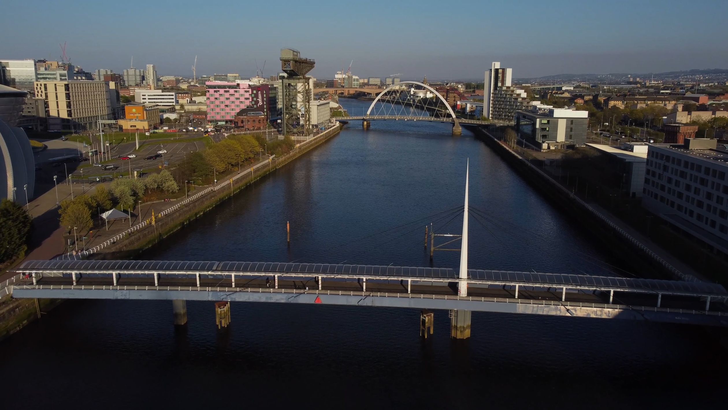 Drone Footage of a River and Museum in the City Free Stock Video ...