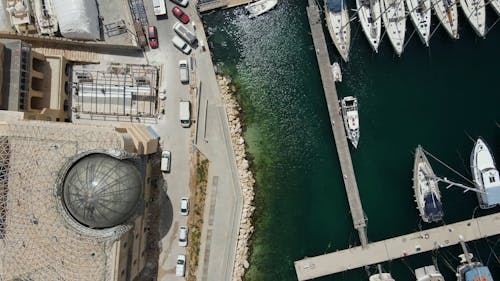 Drone Footage of Yachts in a Marina