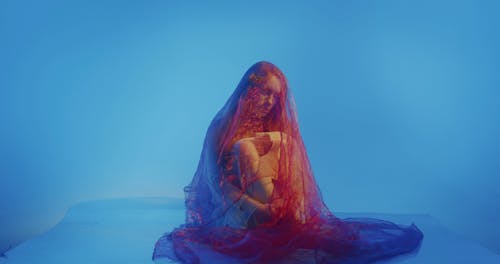 A Woman Covered in a Transparent Fabric