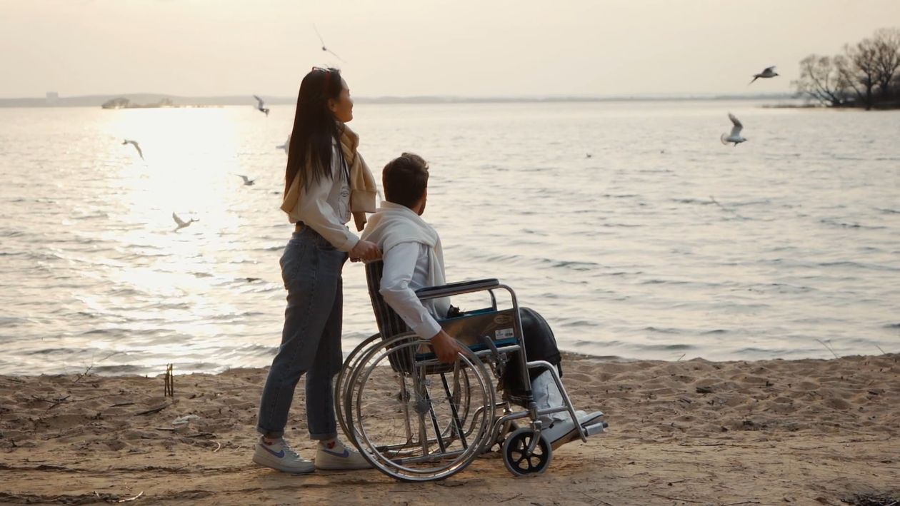 Woman with a Man On a Wheelchair Free Stock Video Footage, Royalty-Free ...