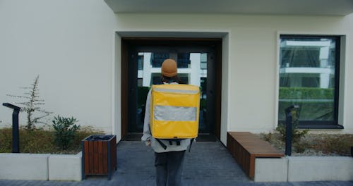 A Delivery Woman Carrying a Thermal Bag