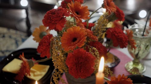 Flowers on a Dining Table