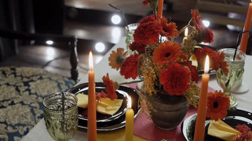 Flowers on a Dining Table