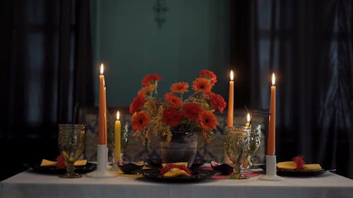 Flowers on a Dining Table