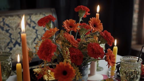 Flowers on a Dining Table