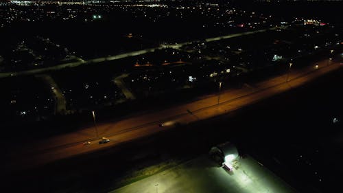Aerial Shot of a City at Night