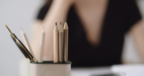 Pencils in a Desk