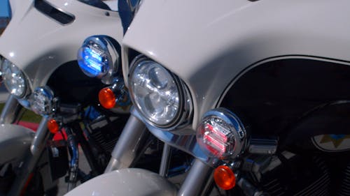 Blinking Lights of a Police Motorcycle 