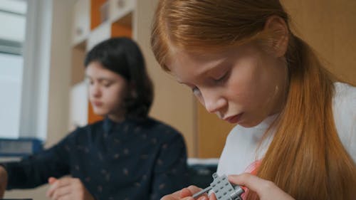 Girls Assembling Robots