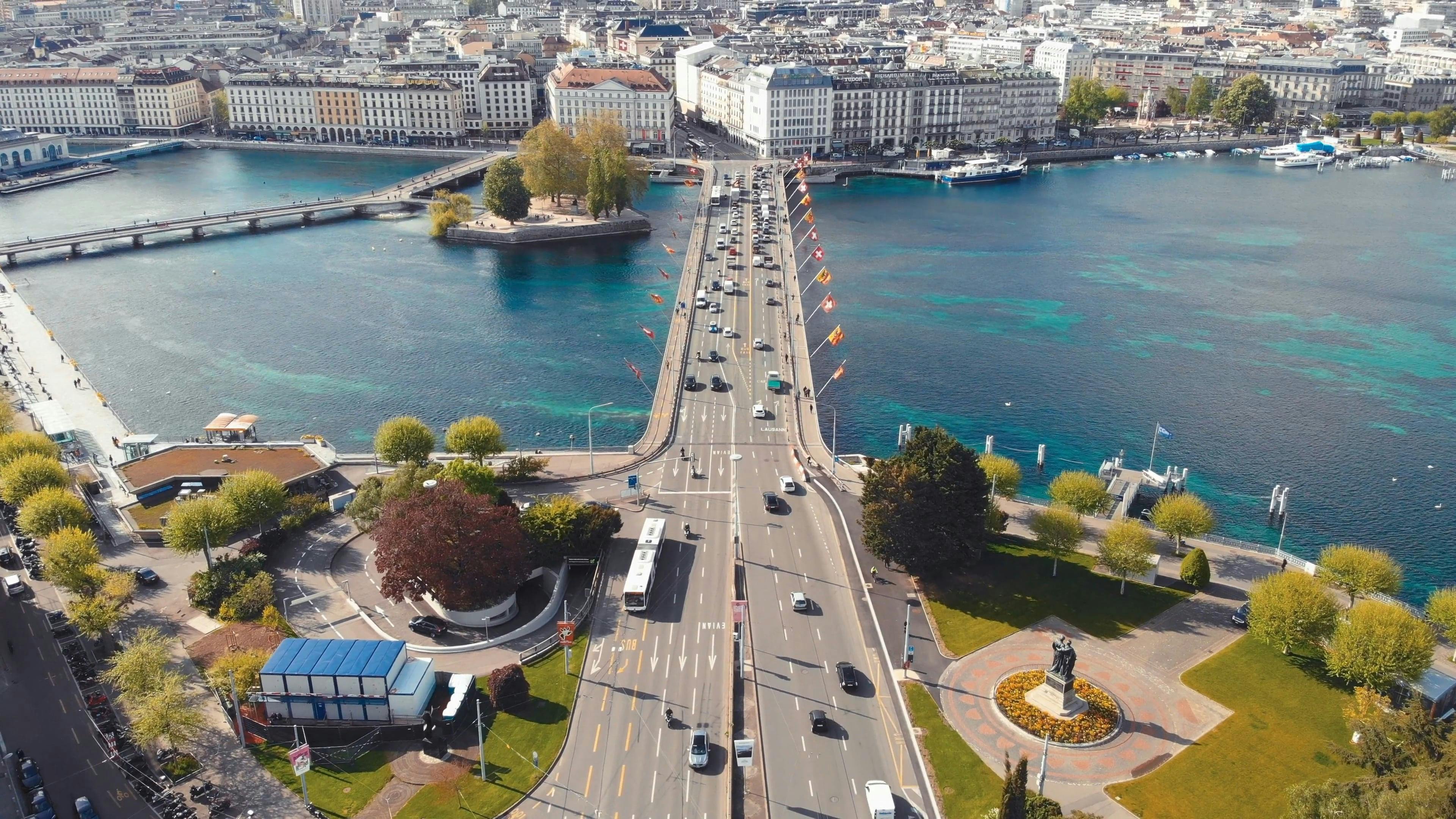 Drone Footage of Geneva Switzerland · Free Stock Video