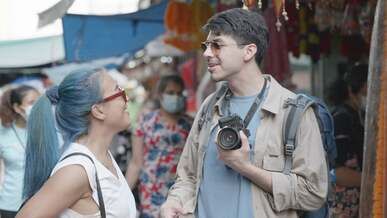 couple talking while on the outdoor street