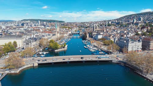 Drone Shot of Lake Zurich