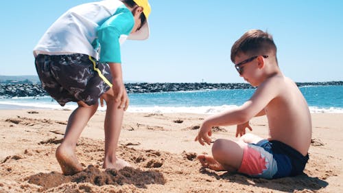 Boys Playing on the Beach