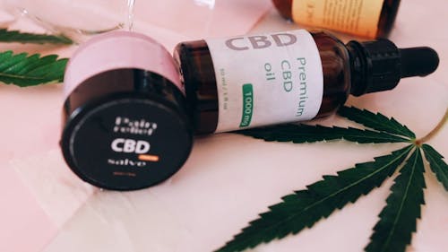 CBD Products and Marijuana Leaves