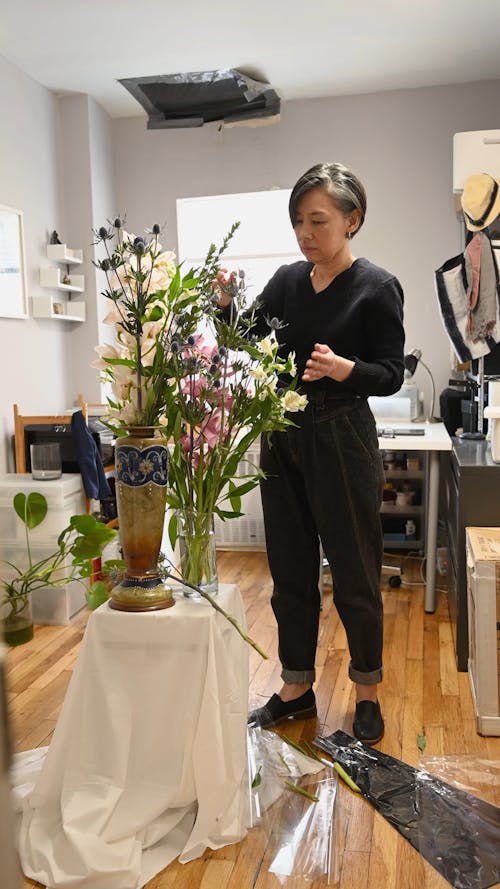 Woman Making a Flower Arrangement