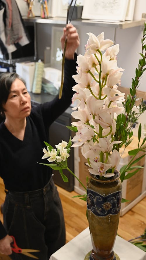 Adult Woman Making Flower Arrangement