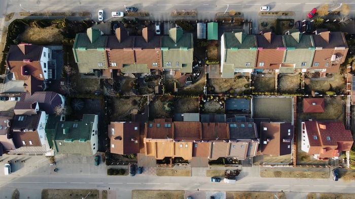Aerial of rooftops