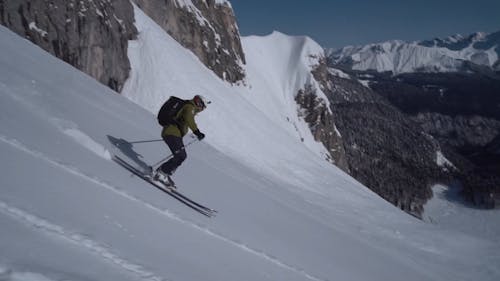 A Man Skiing on an Icy Mountain