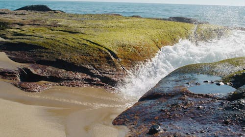 Waves Hitting The Beach Shore