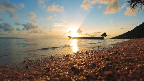 Boat Docked on Seashore