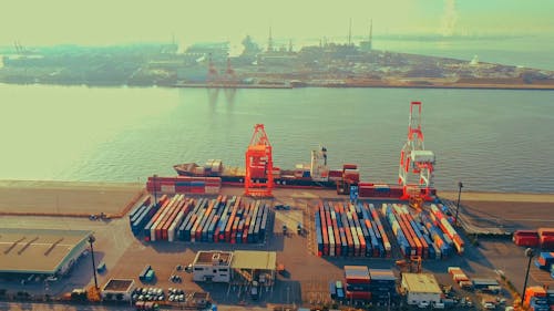 Aerial View of Cargos in the Port