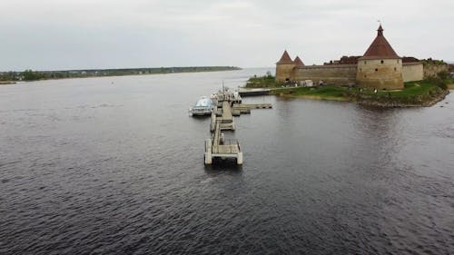 Island With Pier and Antique Building