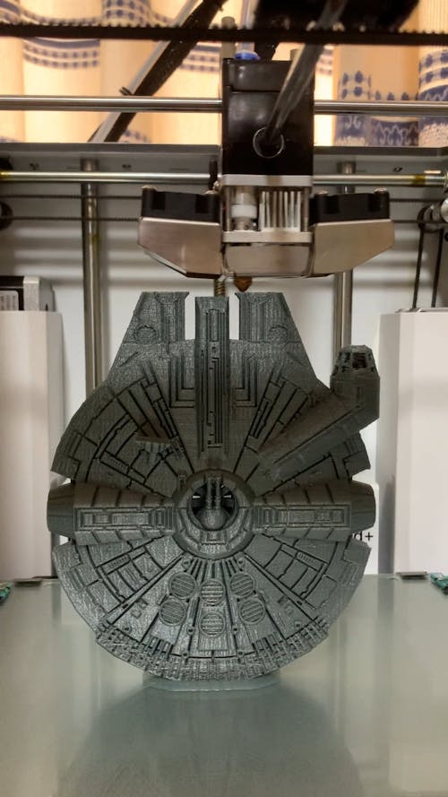 A Toy Model of the Millennium Falcon Being Printed
