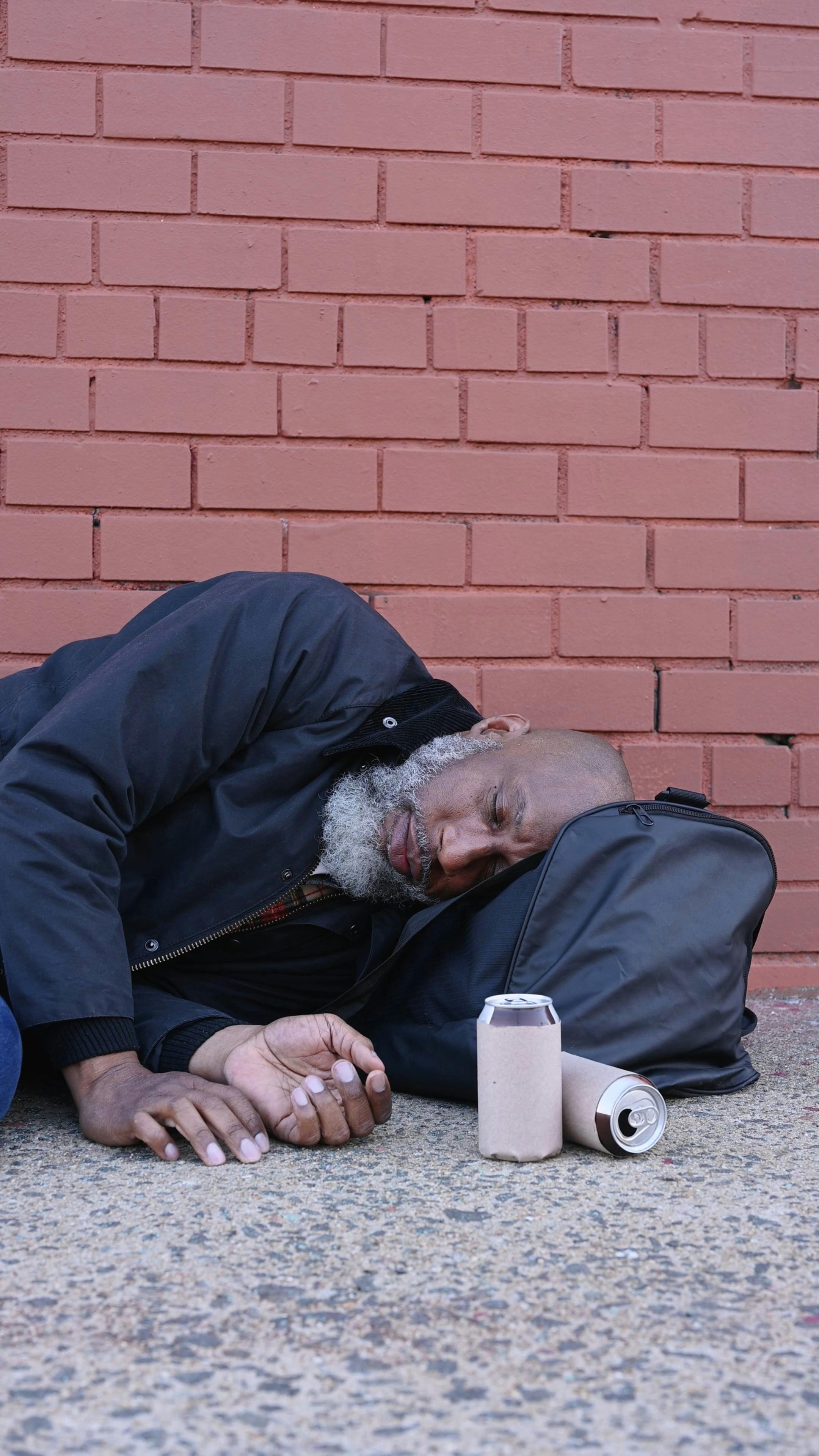 Homeless Man Sleeping on the Ground · Free Stock Video