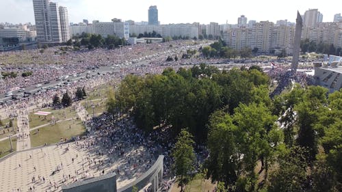 Aerial Shot of People Protesting