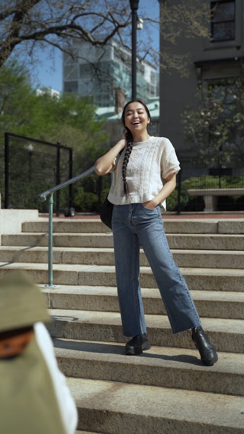 Joyful Student Outdoors Posing for Photos