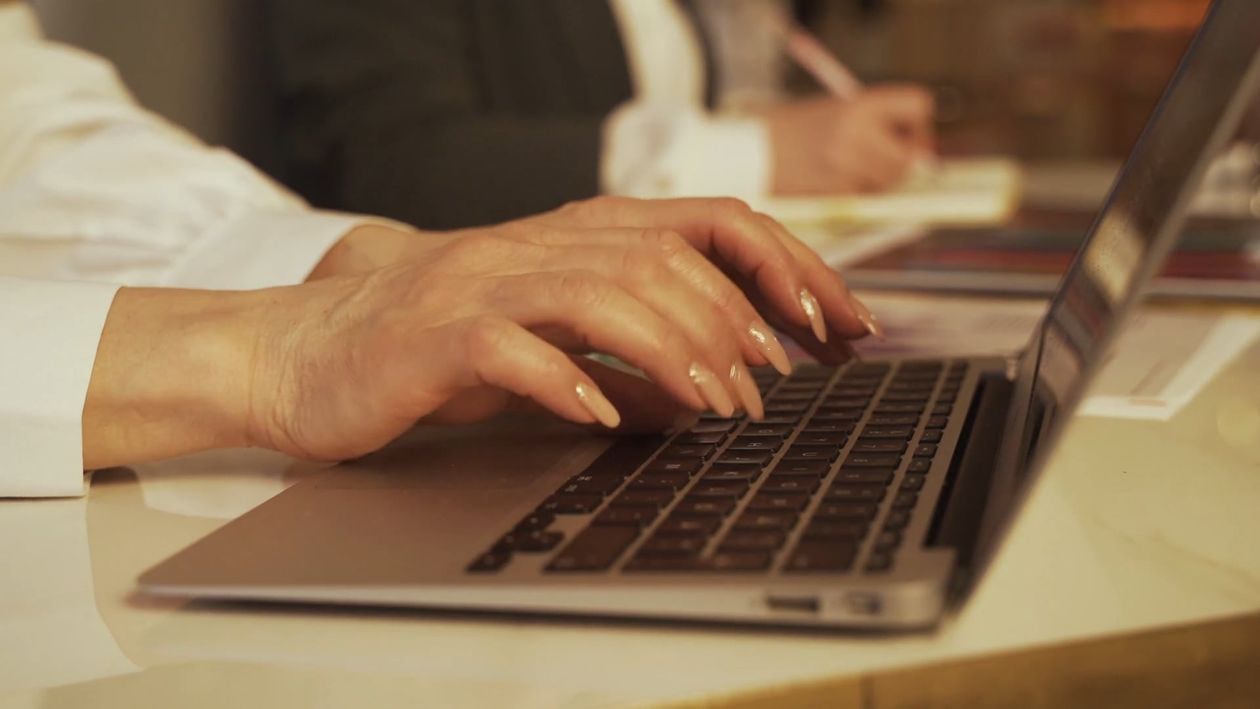 Writing In Computer Person Typing on a Laptop Free Stock Video Footage, Royalty-Free 4K ...