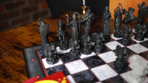 Chess Pieces on a Checkerboard