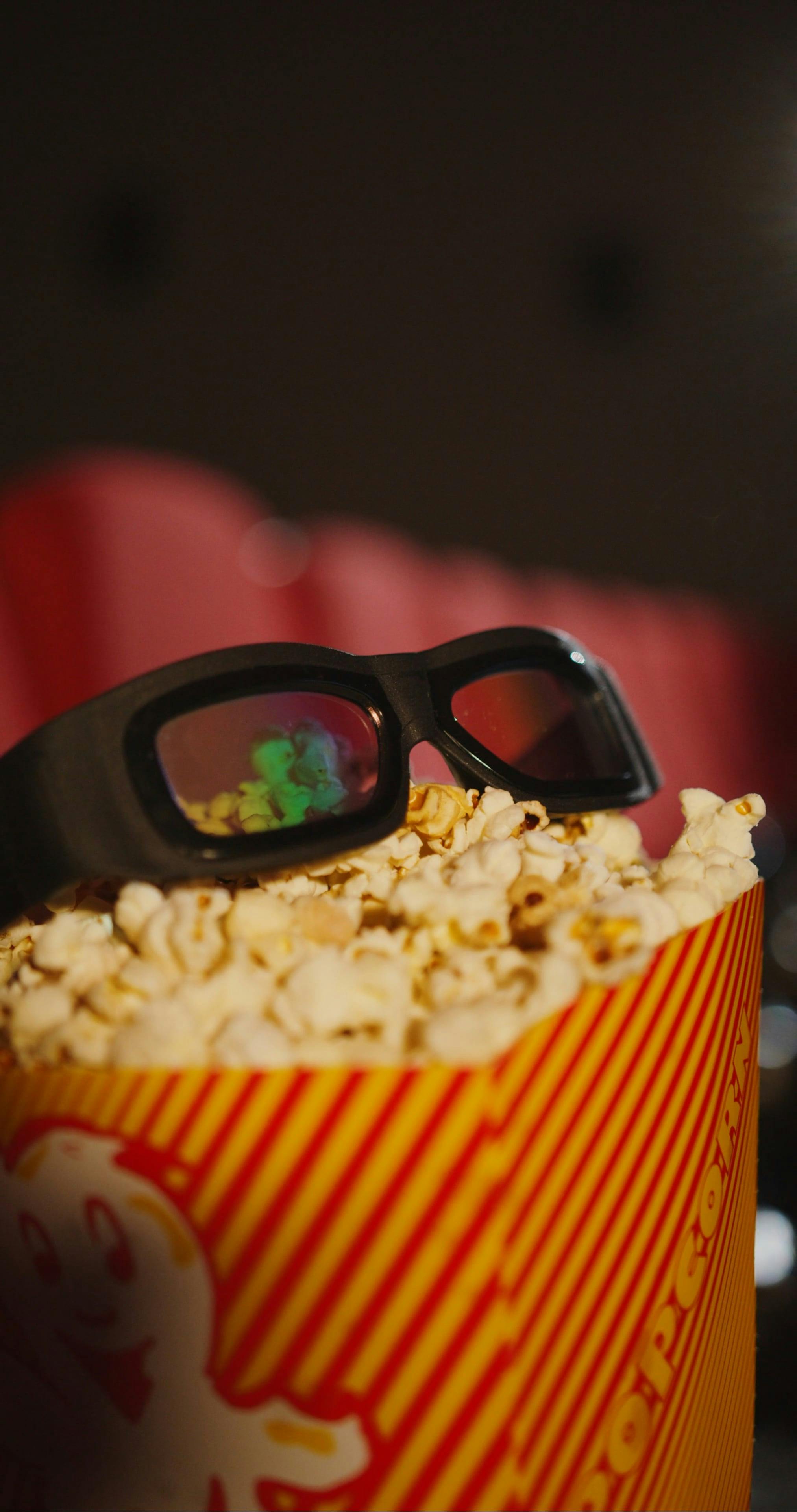 3D Cinema Glasses On Top Of Popcorn Box \u00b7 Free Stock Video