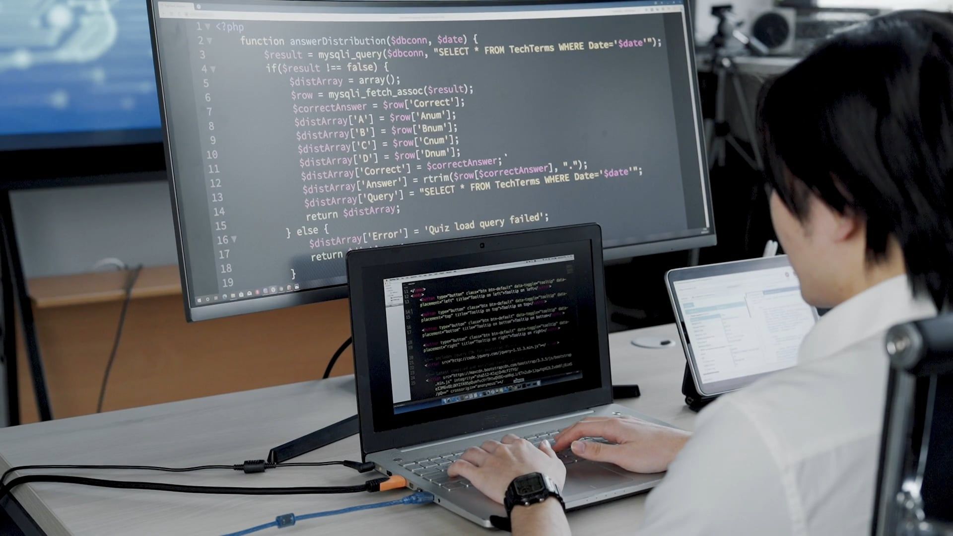 A Man Typing On A Laptop Free Stock Video