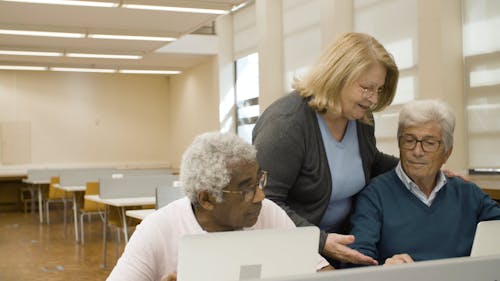 Elderly People Using Laptops