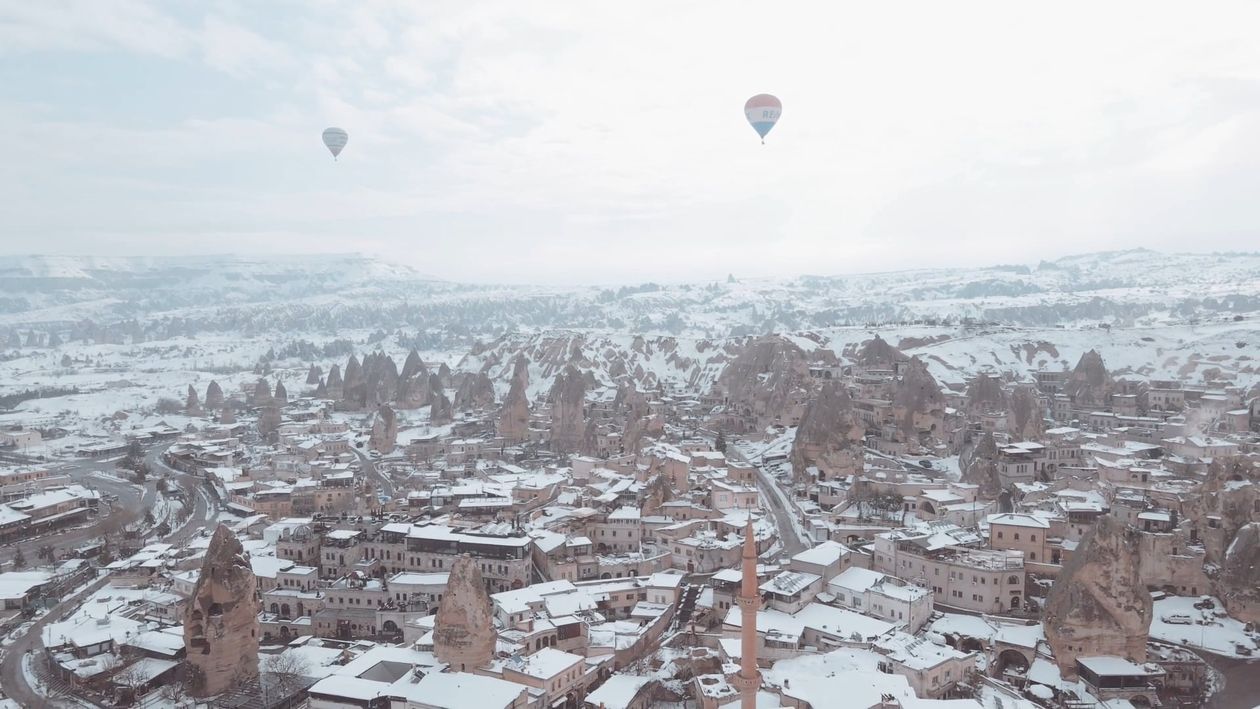 Drone Footage of a Town in Winter Free Stock Video Footage, Royalty ...