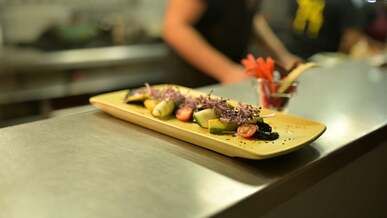 a salad on a countertop