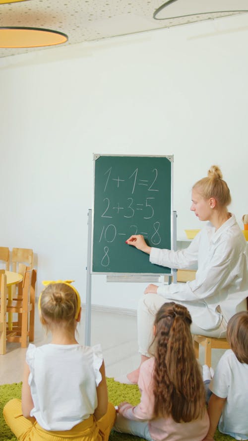Teacher Writing on a Blackboard
