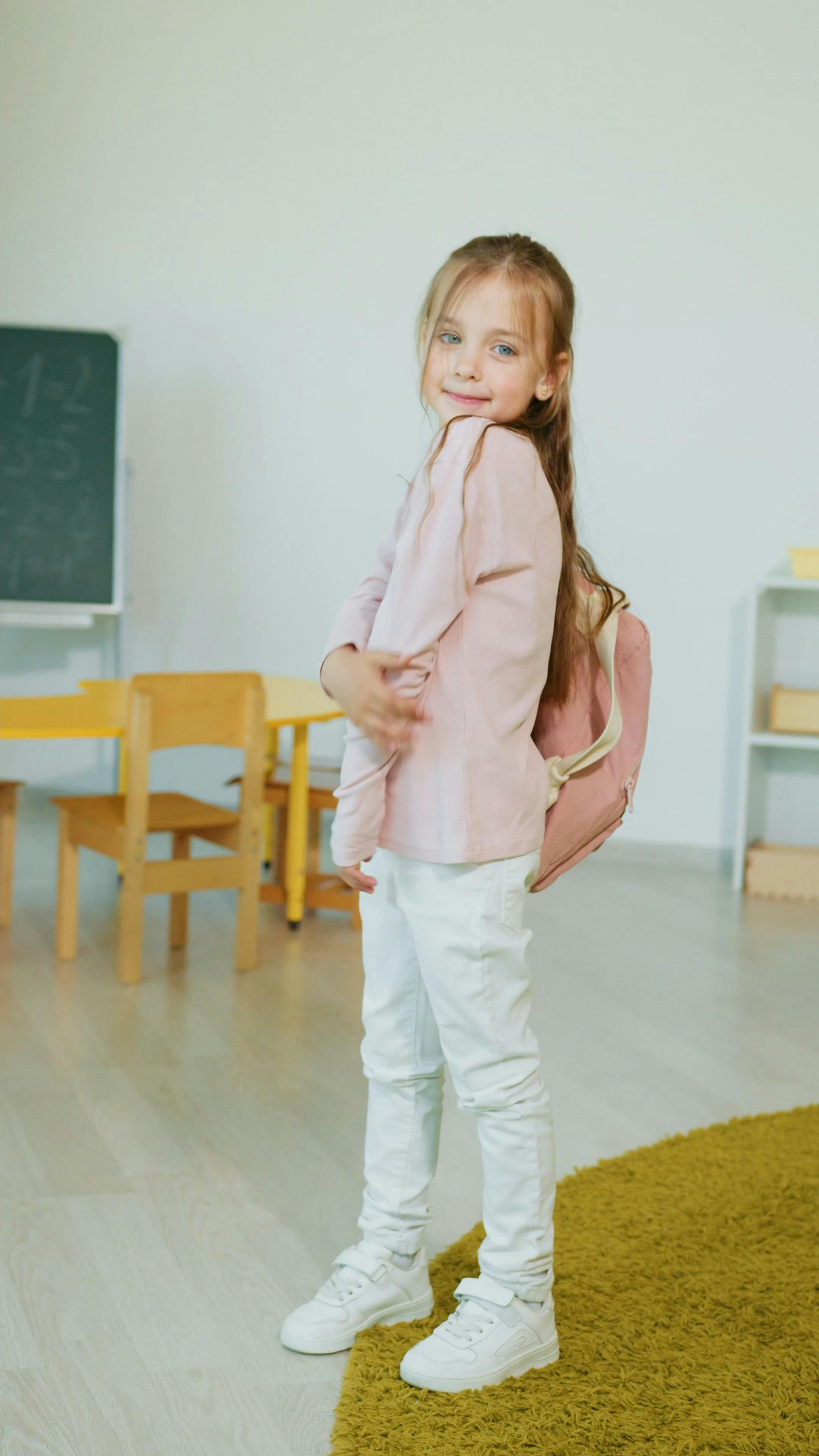 Little Girl Carrying a Pink Backpack · Free Stock Video