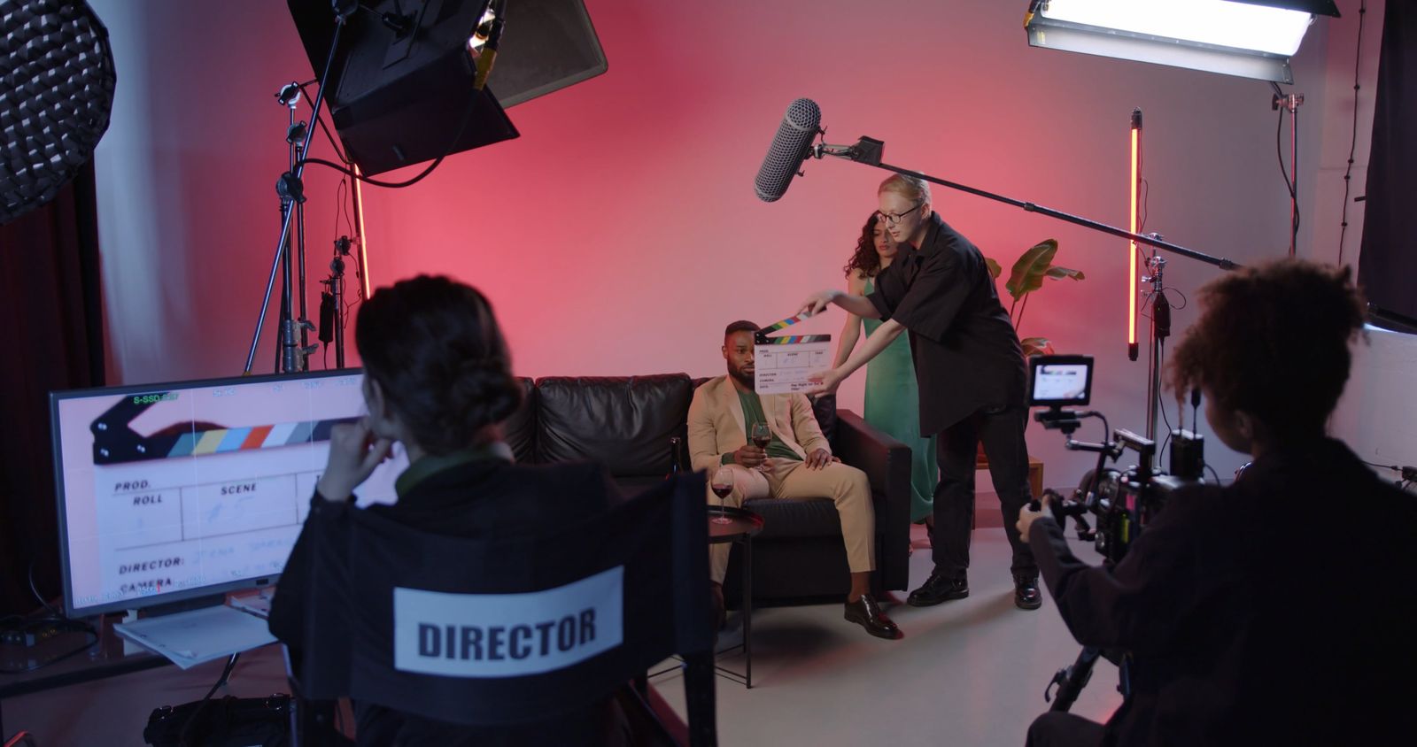 Actors Acting On Set Production while Doing Video Recording Free Stock ...