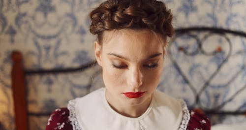 A Close up of a Woman with Red Lipstick