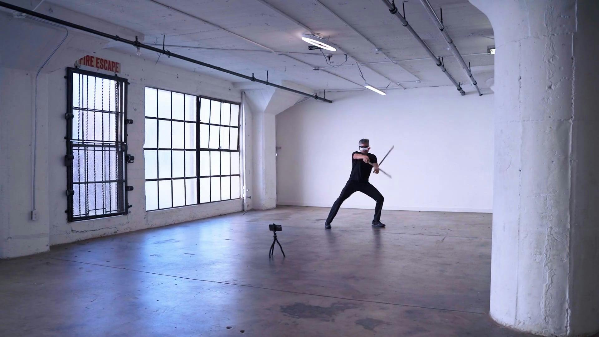 Man with Virtual Reality Goggles Practicing Arnis · Free Stock Video