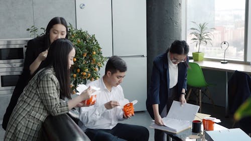 People Eating Lunch at the Office