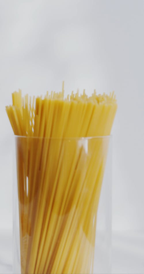 Uncooked Pasta in a Glass Container
