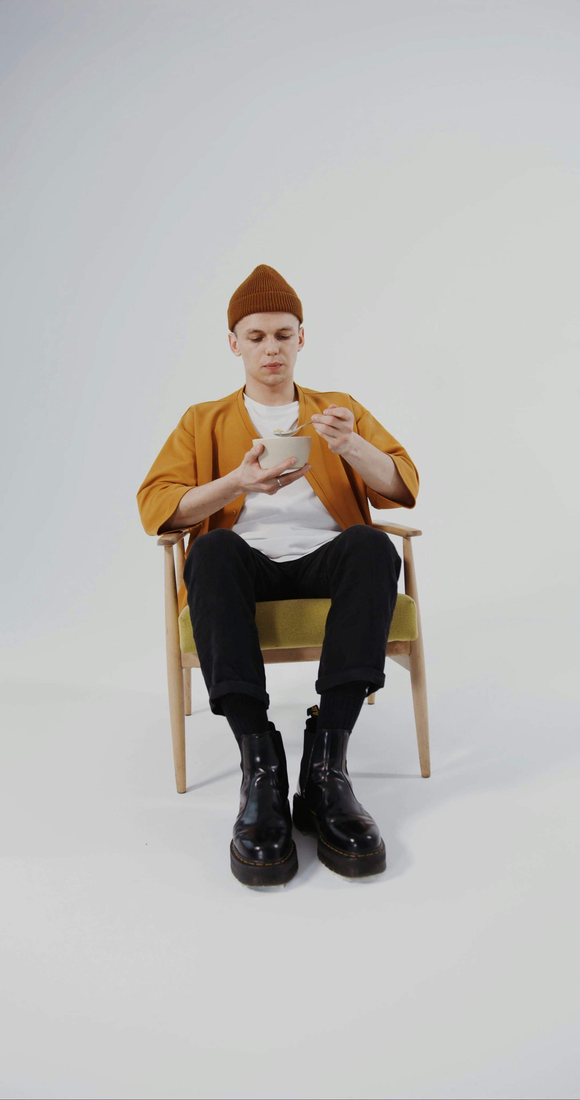 Video of Man Eating on Bowl · Free Stock Video